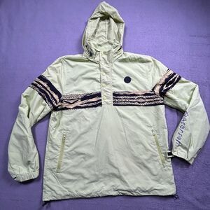 Paterson Anorak Jacket Mens Large Yellow Tiger Stripe Graphic Snap Pullover